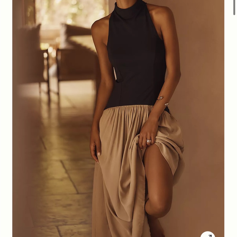 Anthropologie Maeve Mariana Black and Tan Maxi Dress